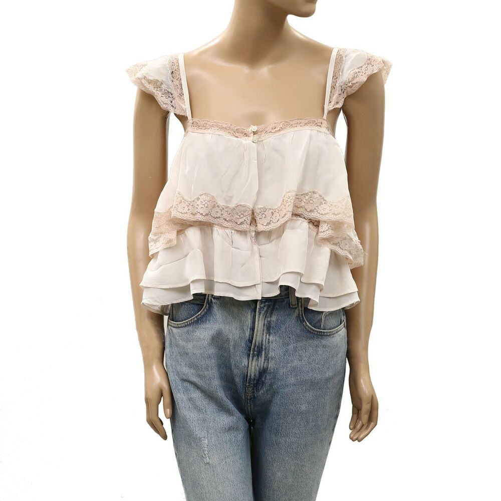 Intimately Free People How Sweet Is It Cami Blouse Top Lace Slip Trendy M 288559